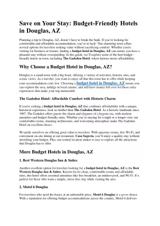Save on Your Stay Budget Friendly Hotels in Douglas, AZ