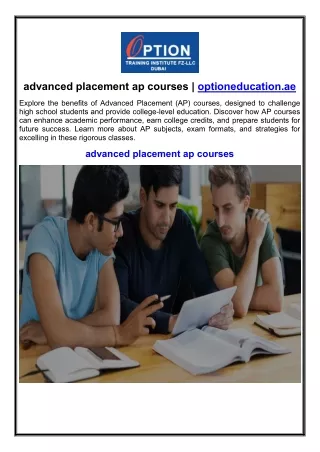advanced placement ap courses | optioneducation.ae