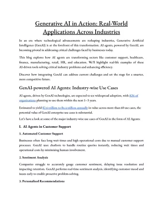 Generative AI in Action: Real-World Applications Across Industries