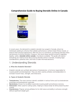 Comprehensive Guide to Buying Steroids Online in Canada