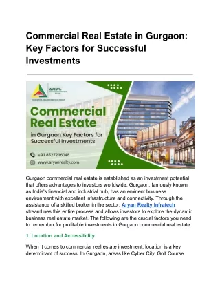 Commercial real estate in Gurgaon