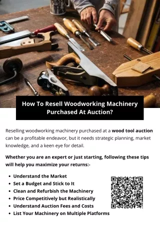 How To Resell Woodworking Machinery Purchased At Auction?