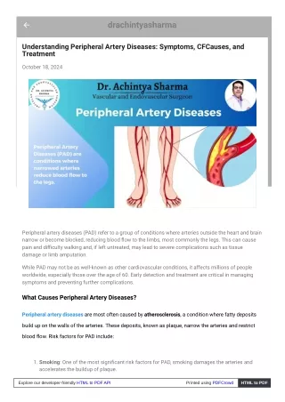 Peripheral Artery Disease: Essential Knowledge on Symptoms, Causes, and Treatmen