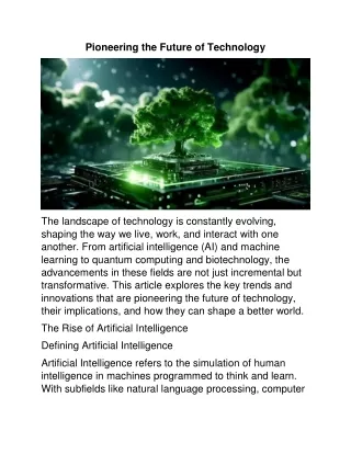 Pioneering the Future of Technology