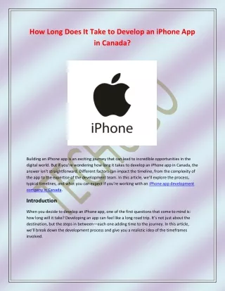 How Long Does It Take to Develop an iPhone App in Canada