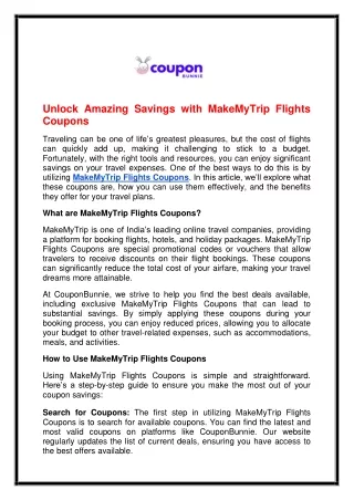 Unlock Amazing Savings with MakeMyTrip Flights Coupons