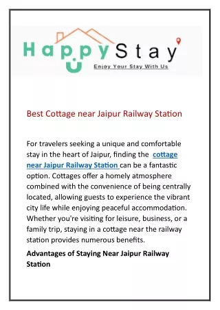 Best Cottage near Jaipur Railway Station