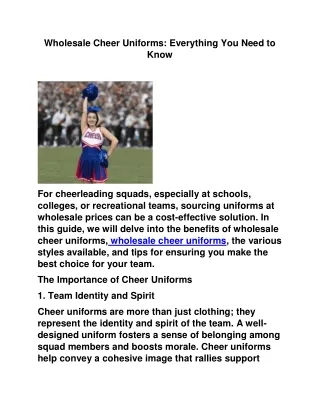 Wholesale Cheer Uniforms: Everything You Need to Know