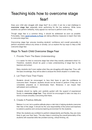 Teaching kids how to overcome stage fear!