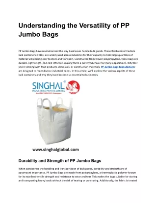 Understanding the Versatility of PP Jumbo Bags