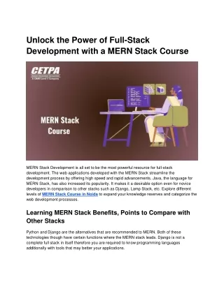 Unlock the Power of Full-Stack Development with a MERN Stack Course