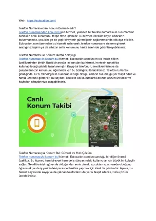 Telefon Numarasından Konum Bul