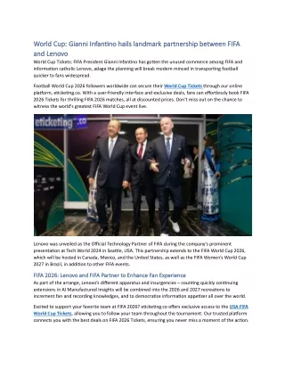 World Cup: Gianni Infantino hails landmark partnership between FIFA and Lenovo
