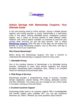 Unlock Savings with Namecheap Coupons Your Ultimate Guide