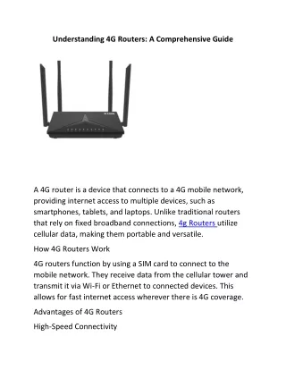 Understanding 4G Routers: A Comprehensive Guide