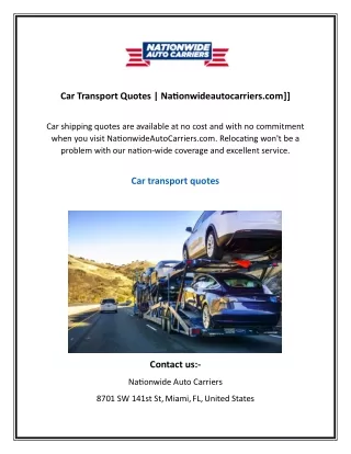 Car Transport Quotes  Nationwideautocarriers