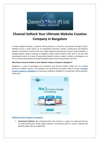 Channel Softech Your Ultimate Website Creation Company in Bangalore