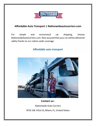 Affordable Auto Transport  Nationwideautocarriers