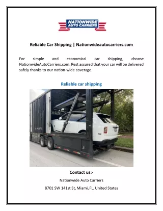 Reliable Car Shipping  Nationwideautocarriers
