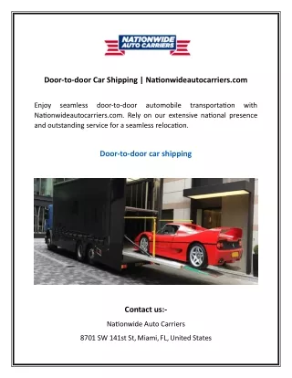 Door-to-door Car Shipping  Nationwideautocarriers