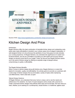 Kitchen Design And Price