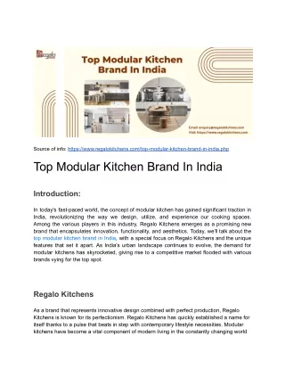 Top Modular Kitchen Brand In India