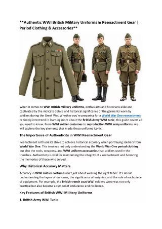 **Authentic WWI British Military Uniforms & Reenactment Gear | Period Clothing &