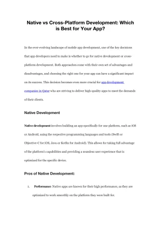 Native vs Cross-Platform Development Which is Best for Your App