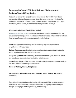 Ensuring Safe and Efficient Railway Maintenance