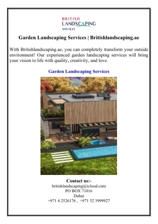 Garden Landscaping Services  Britishlandscaping.ae