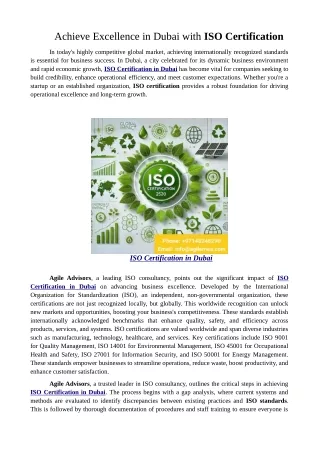 Achieve Excellence in Dubai with ISO Certification