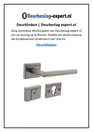 Deurklinken  Deurbeslag-expert.nl