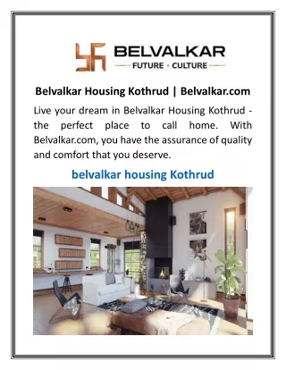 Belvalkar Housing Kothrud  Belvalkar.com