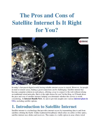 The Pros and Cons of Satellite Internet Is It Right for You?