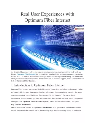 Real User Experiences with Optimum Fiber Internet