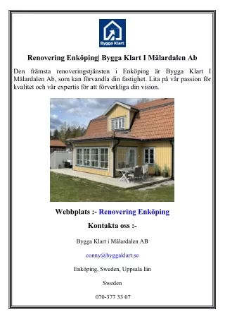 Renovering Enköping  Bygga Klart I Mälardalen Ab