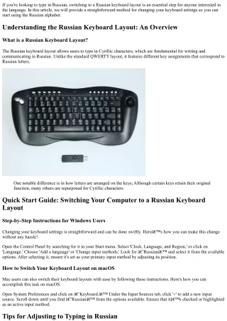 Quick Start Guide: Switching Your Computer to a Russian Keyboard Layout