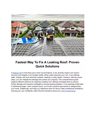 Fastest Way To Fix A Leaking Roof_ Proven Quick Solutions