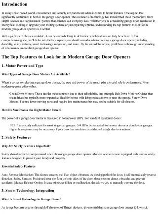 The Top Features to Look for in Modern Garage Door Openers
