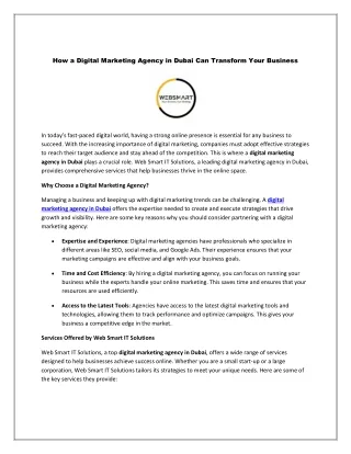 How a Digital Marketing Agency in Dubai Can Transform Your Business