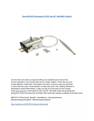 Dean 8073515 Thermostat TC125, Cap 36_, 200-400F _ PartsFe