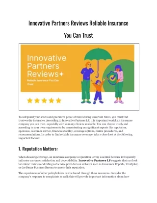 Innovative Partners LP: Customized Health Insurance with PPO Access
