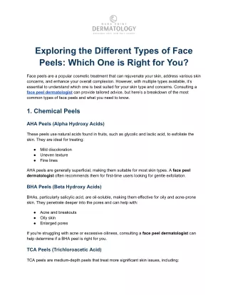 Exploring the Different Types of Face Peels: Which One is Right for You