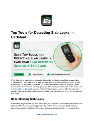 Top Tools for Detecting Slab Leaks in Carlsbad