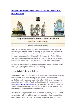 Why White Marble Stone is Best Choice For Marble God Statues