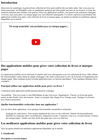 “Des applications mobiles pour gérer votre collection de livres et marque-pages”