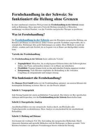 Fernbehandlung in der Schweiz: So funktioniert die Heilung ohne Grenzen