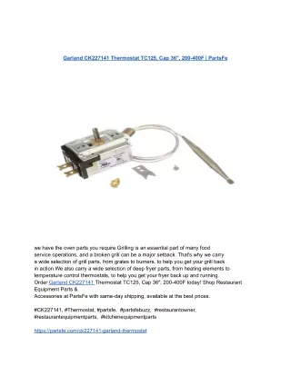 Garland CK227141 Thermostat TC125, Cap 36_, 200-400F _ PartsFe