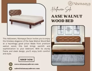 Shop the Aase Walnut Wood Bed - Perfect Comfort and Style for Halloween Sale!
