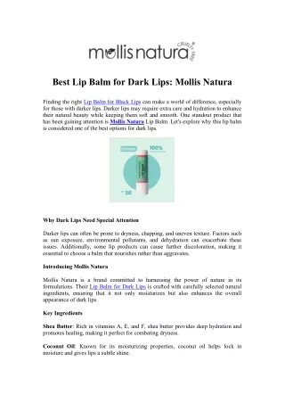 Revitalize Dark Lips with Lip Balm - mollisnatura